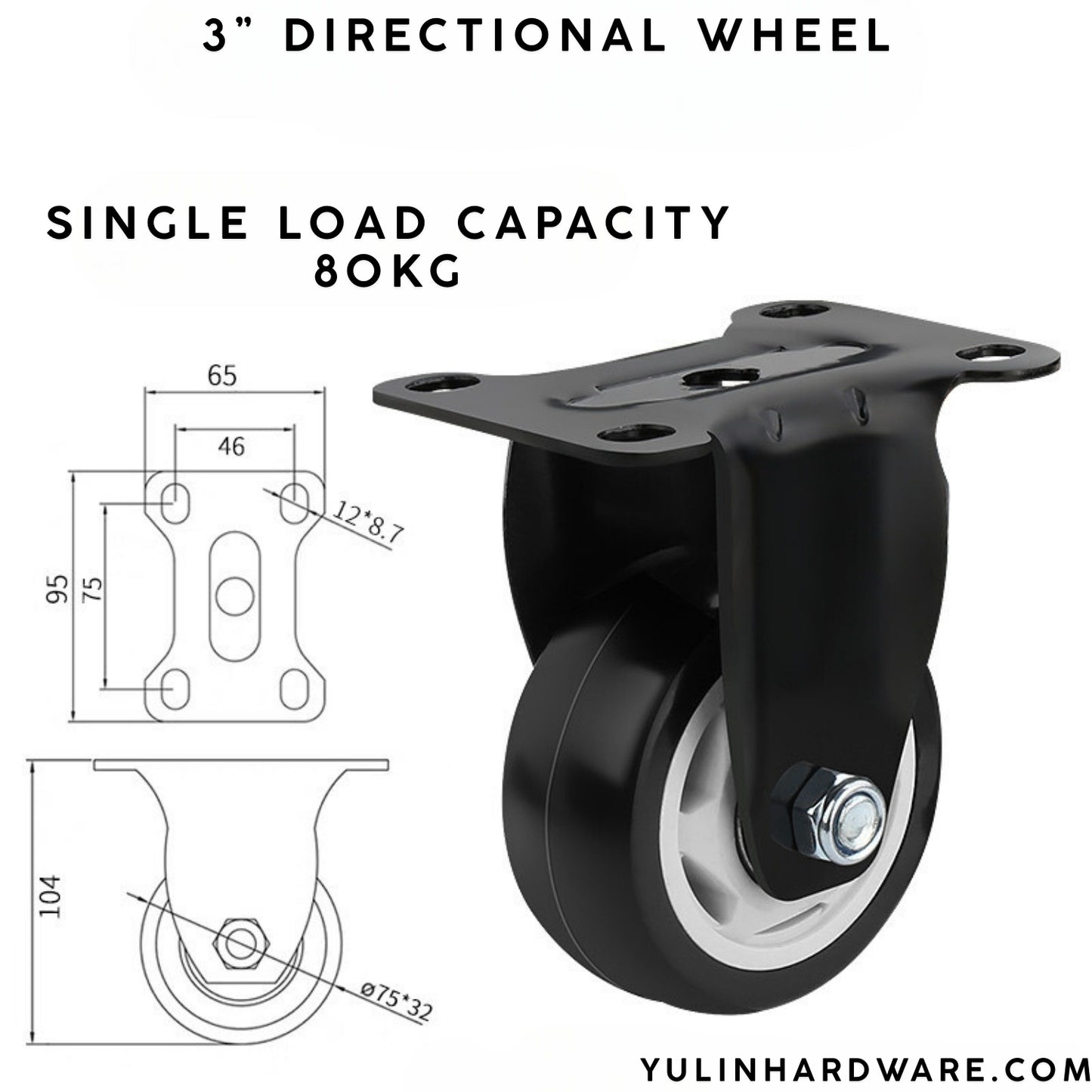 1 Inch 2 Inch 3 Inch Trolley Roller Universal Wheel Furniture casters