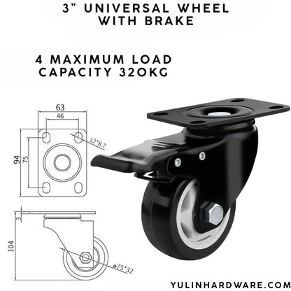 1 Inch 2 Inch 3 Inch Trolley Roller Universal Wheel Furniture casters