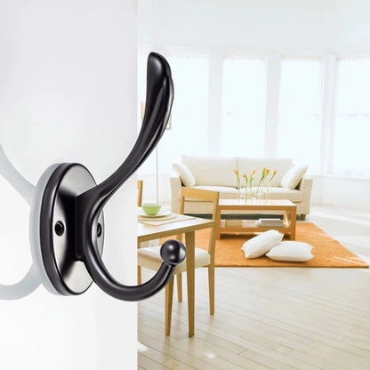 Matte Black Zinc Alloy Double Coat Hooks Wall Mounted