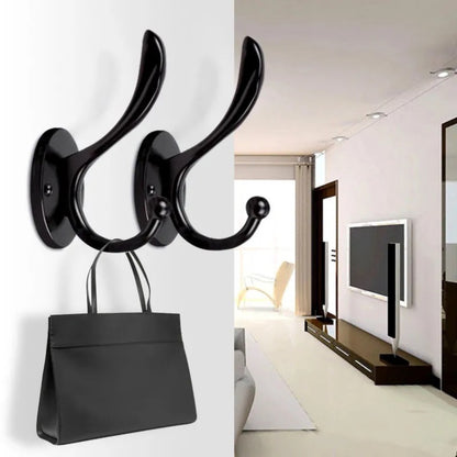 Matte Black Zinc Alloy Double Coat Hooks Wall Mounted