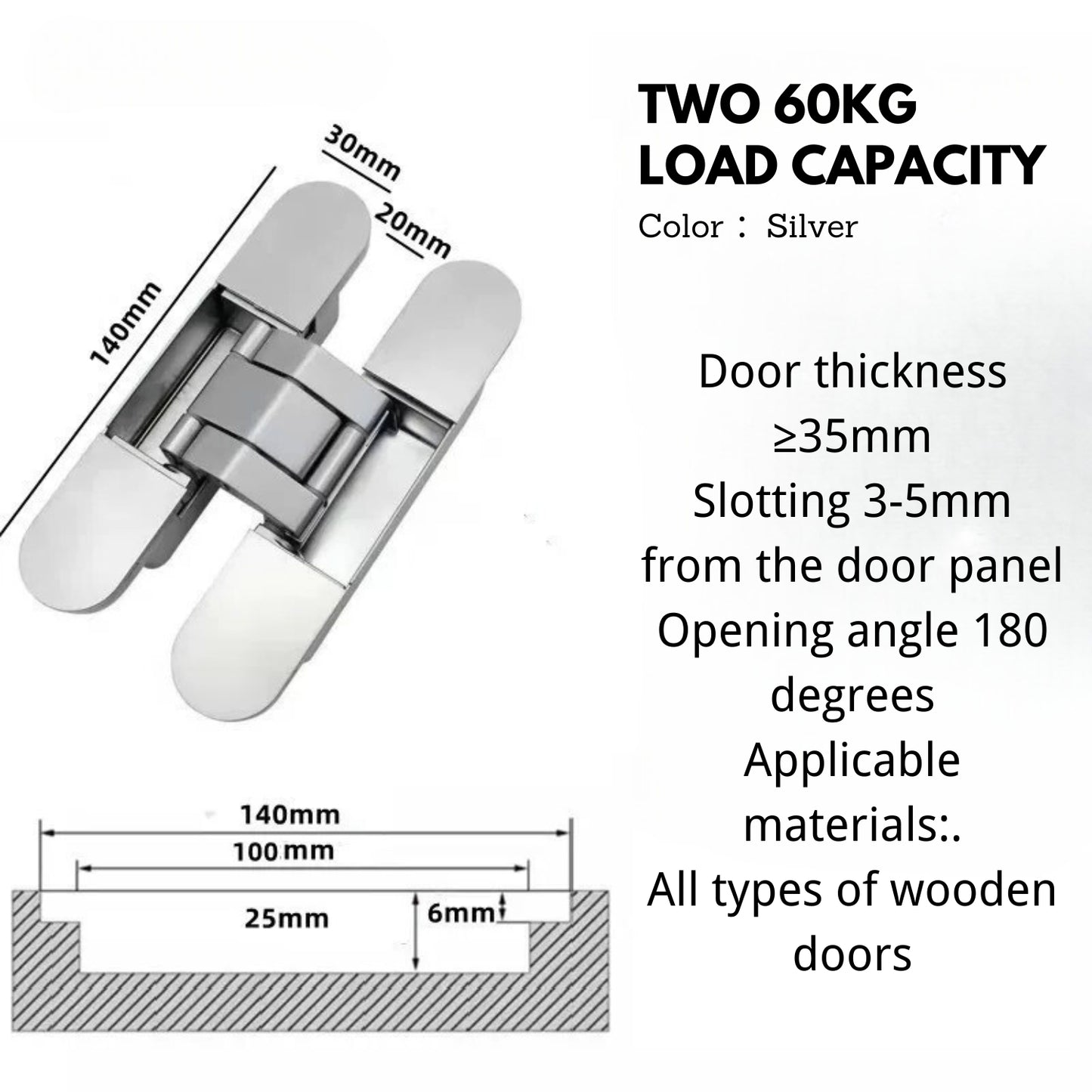 Three Dimensional Adjustable Hidden Hinge Cross Wooden Door Hinge 1 pcs