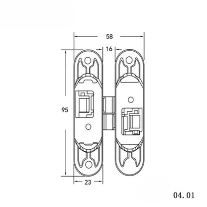 Small Right-left Distinction Three Dimensional Adjustable Hidden Hinge Cross Wooden Door Hinge 1 pcs