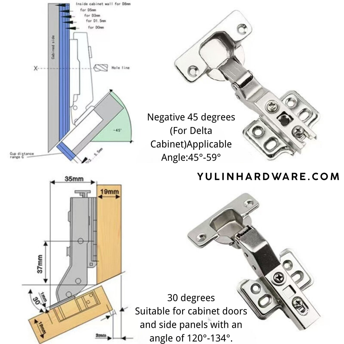 Special Angle Shaped Hinges